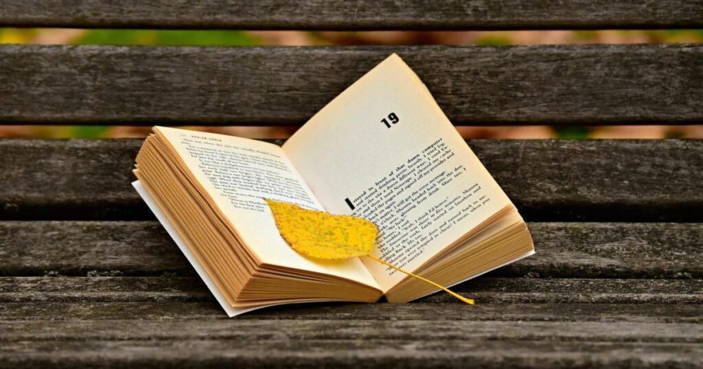 A Yellow Leaf On An Open Book